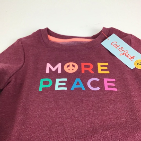 Girl’s Cat & Jack More Peace Burgundy Long Sleeve Sweatshirt 5T - Picture 1 of 8